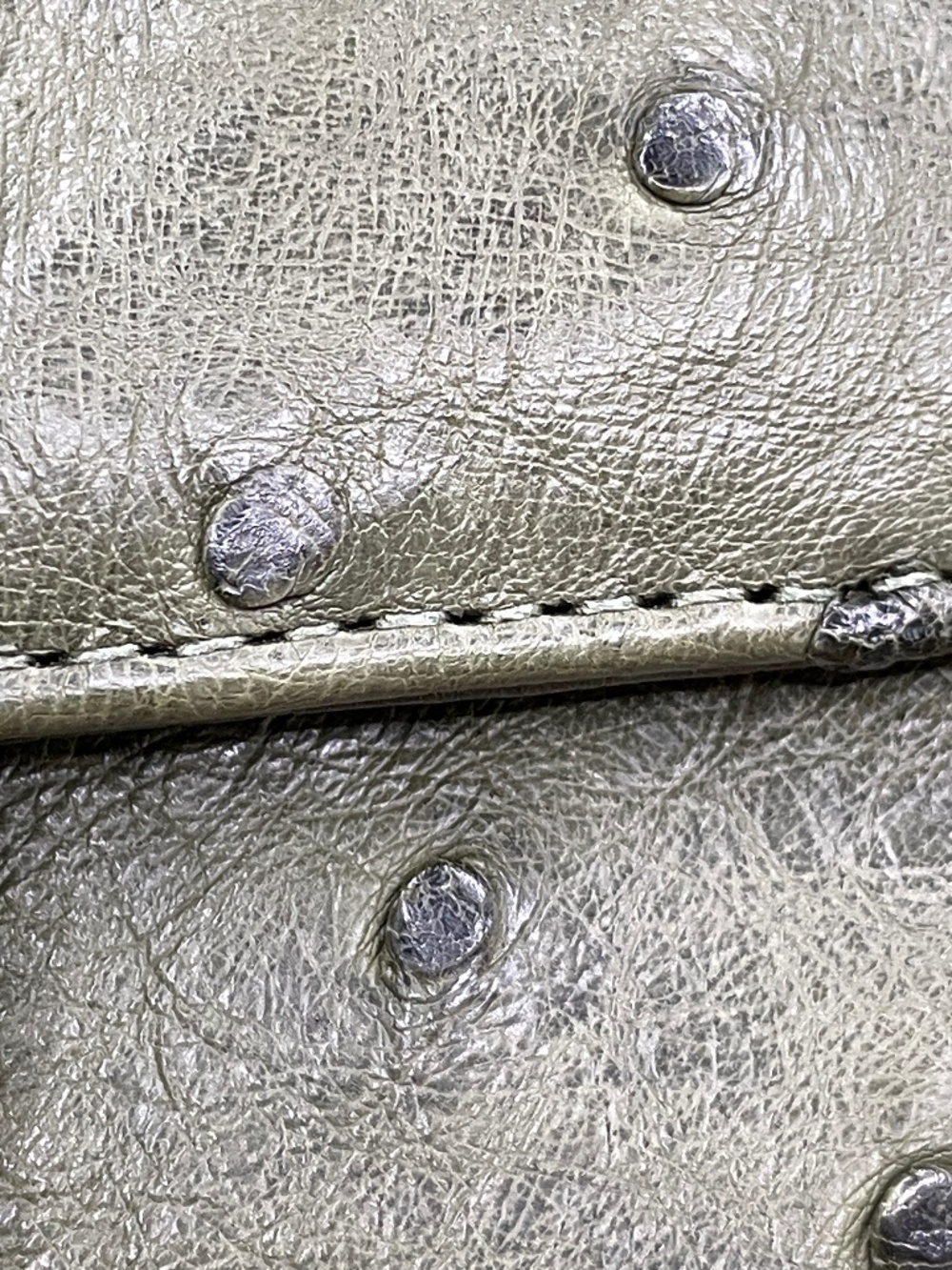 Vintage SMK Faux Ostrich Leather Olive Green Box Purse Handbag Cosmetic Case - Picture 5 of 15